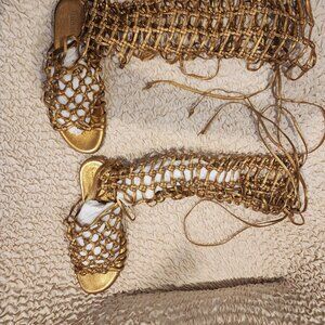 Alumnae Gold Gladiator Sandals, NWT, Size 39, Made in Italy